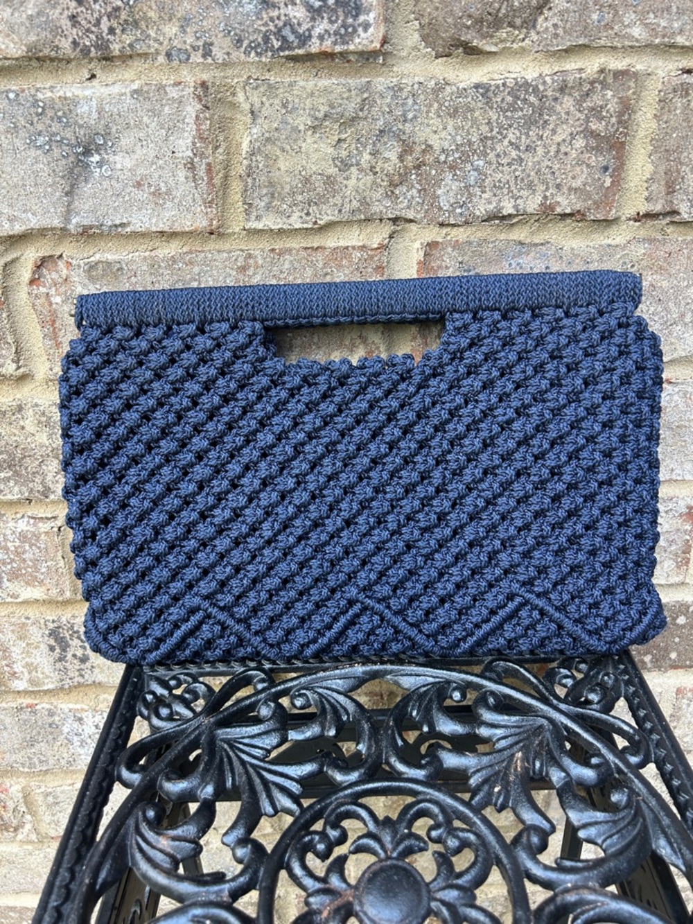 Blue crochet clutch vintage style